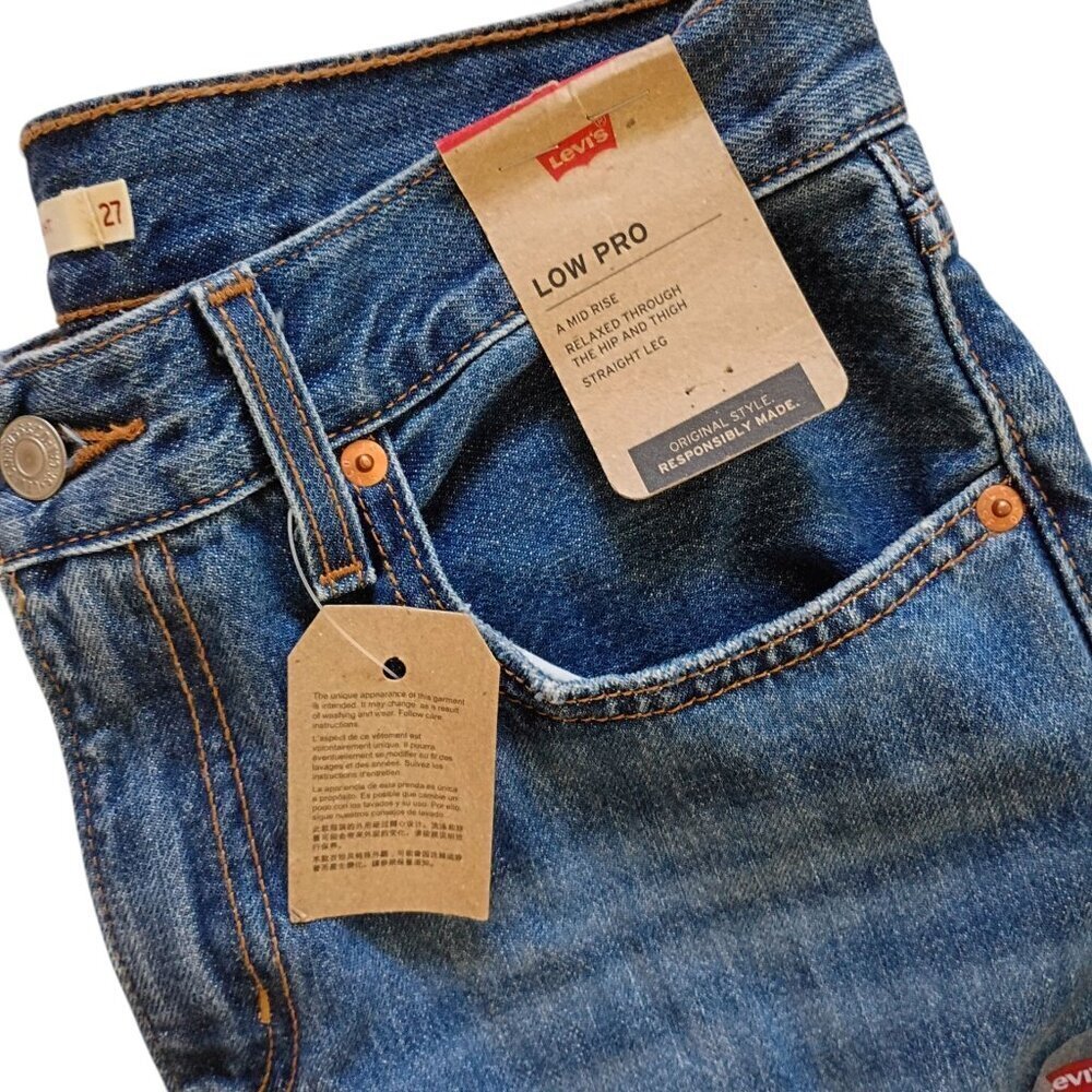 Levi's Womens Low Pro Relaxed Straight Jeans Light Wash Size 27 Mid Rise Vintage - Picture 10 of 12